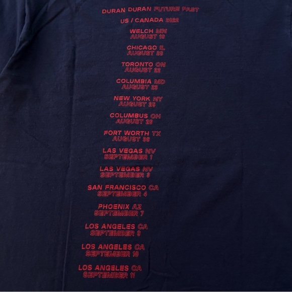 Duran Duran Future Past USA Canada 2021 Tour T Shirt Navy Blue Size Men’s Medium - Picture 4 of 6